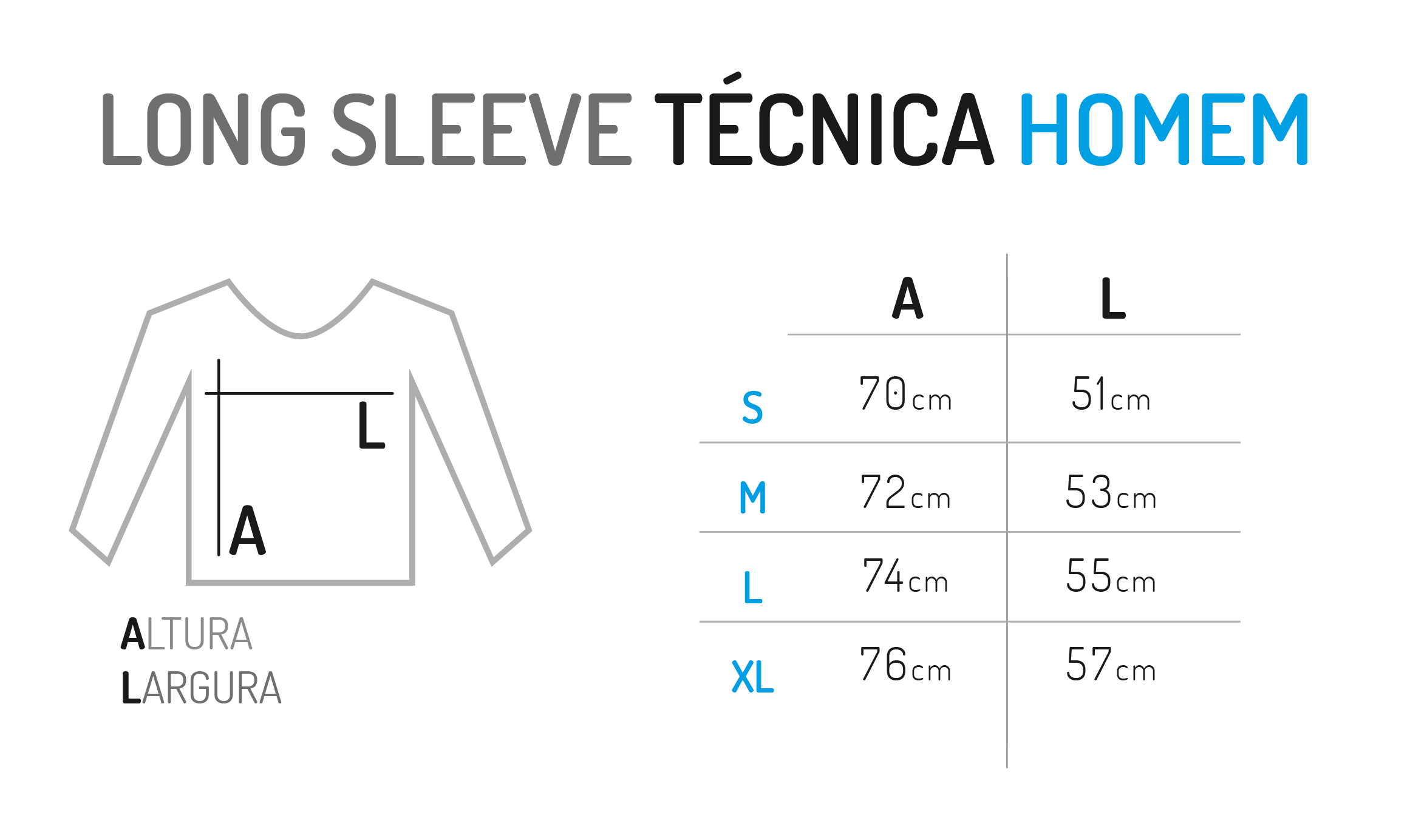 Tamanhos de T-shirt T�cnica Homem
