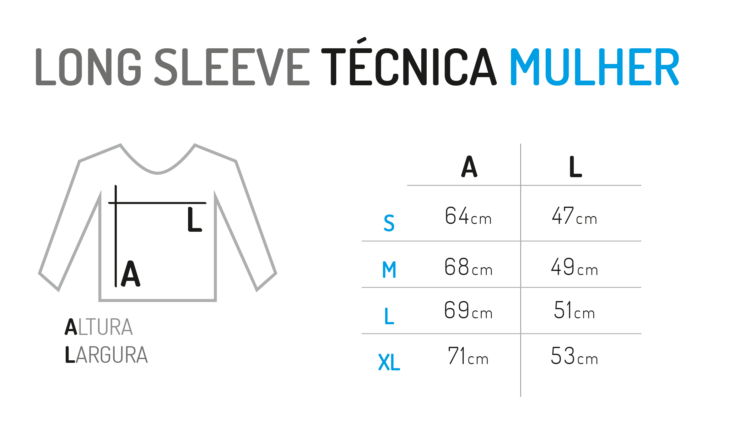 Tamanhos de T-shirt T�cnica Senhora