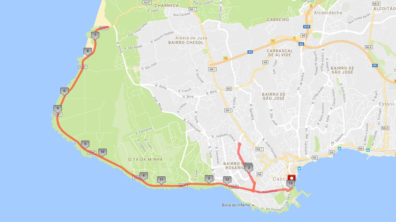 Percurso Meia Maratona de Cascais